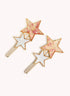 Marbelized Star Duo Clip - Colors: Pink Irridescent Sparkle & Mother of Pearl White